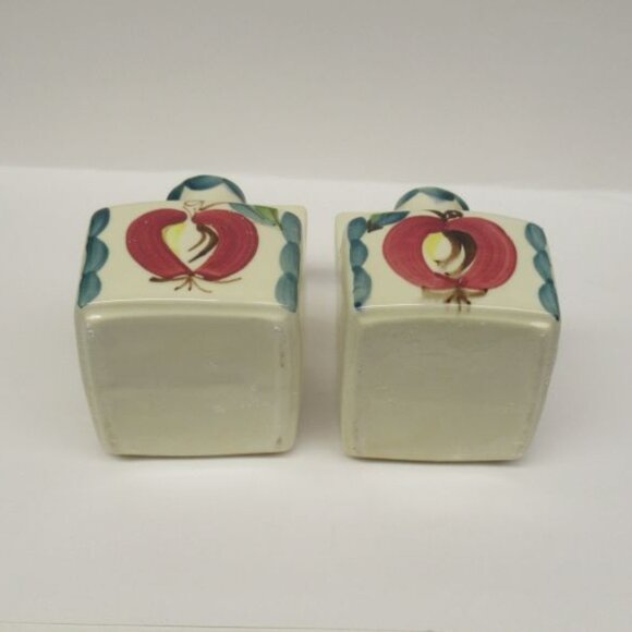 Purinton Pottery Slip Ware OPEN APPLE 4 3/4 Inch OIL and VINEGAR Cruets, Pair - Picture 5 of 5